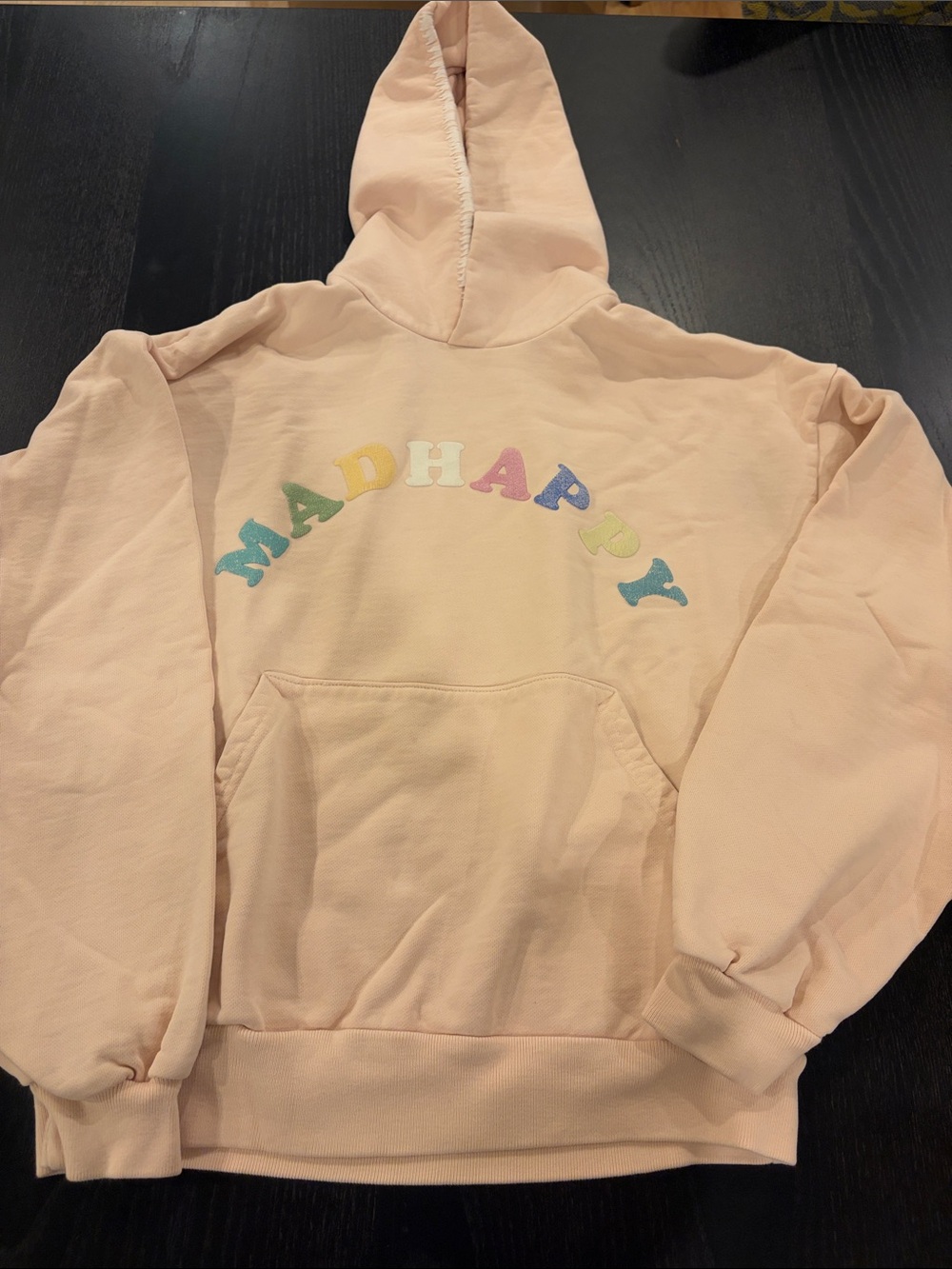 Coral 'MADHAPPY' Hoodie and Sweatpants Set- Pastel Lettering